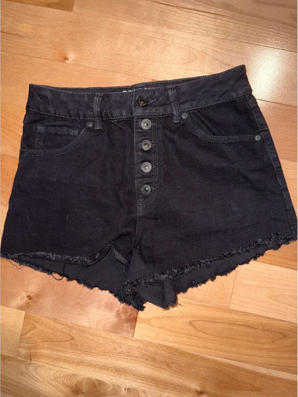 Rewash Super High Rise Black Denim Shorts with Button Fly, Size 27 EUC